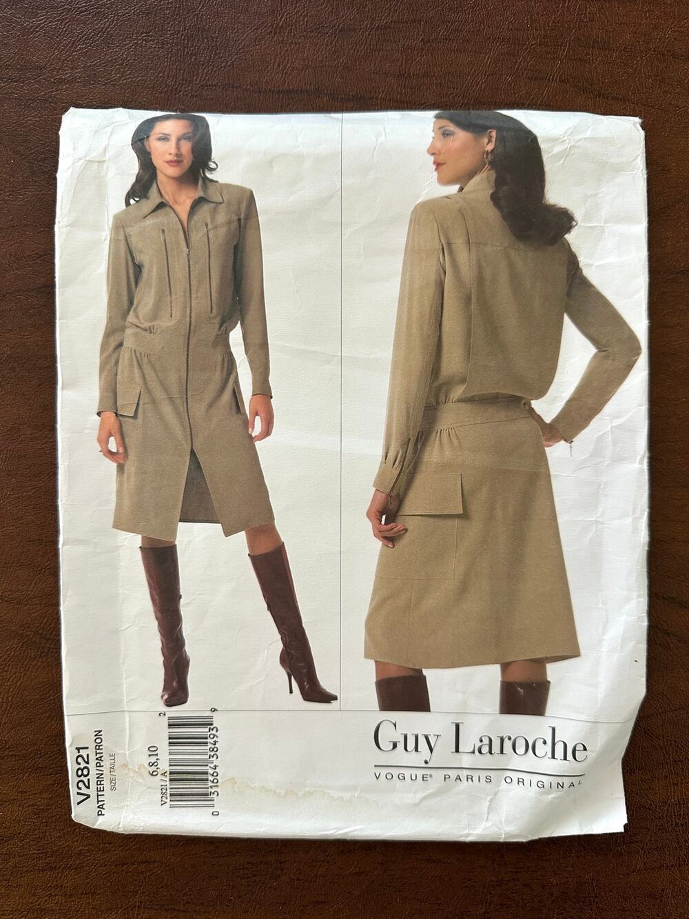 Vogue Paris Original V2821 Guy Laroche Dress Sewing Pattern Size 6 8 10